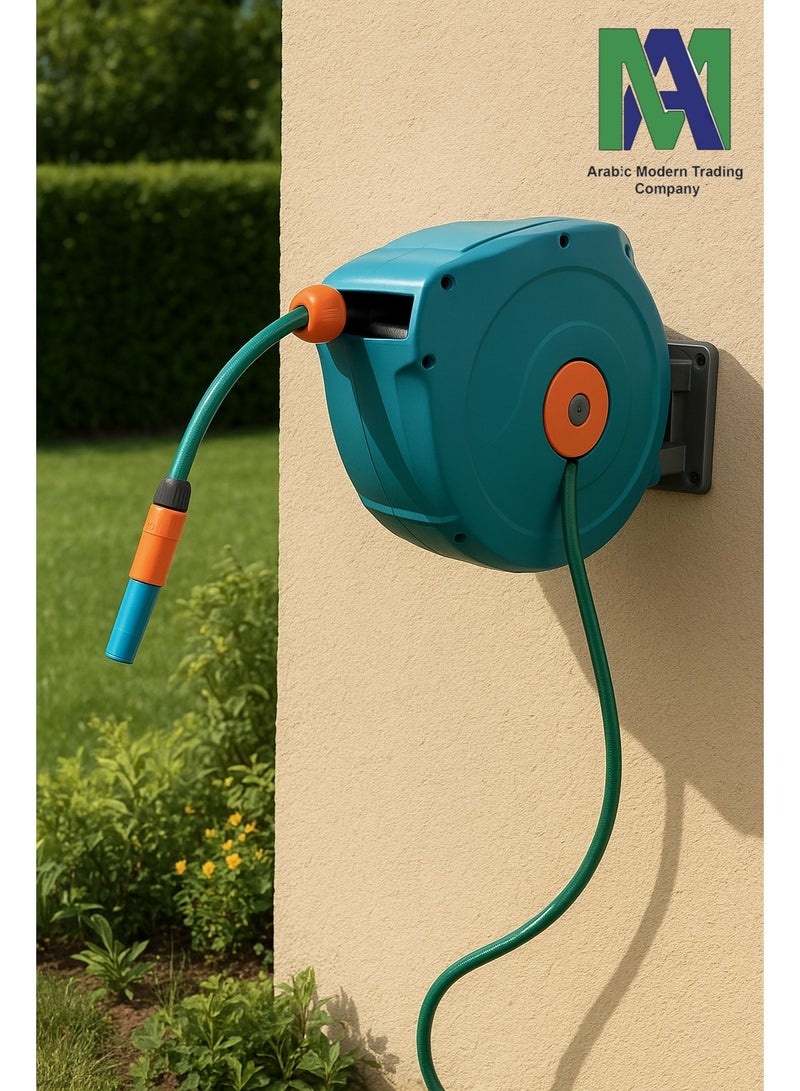 Unbranded/Generic بكرة مع خرطوم 20 متر قابل للسحب أوتوماتيكيا + مسدس رش هدية